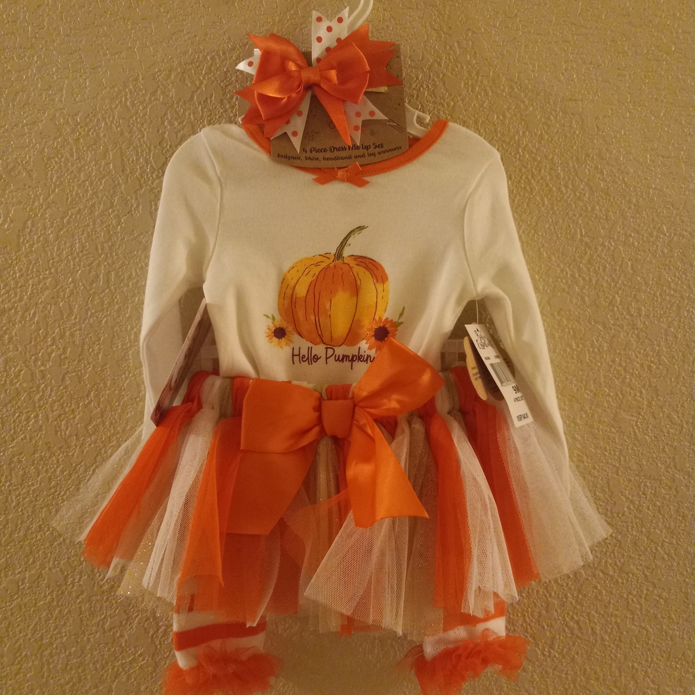 Baby Essentials Pumpkin Tulle Costume with Orange and White